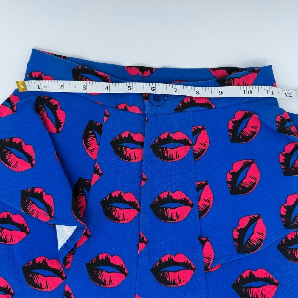 Nasty Gal Blue Lip Print Skinny Pants Y2K Made in USA XXS - Picture 4 of 9